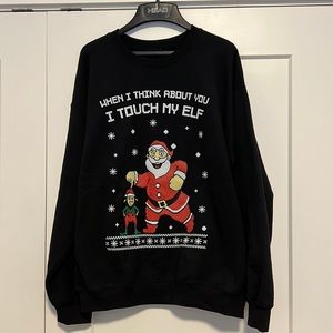 When I think about you I touch my elf sweater